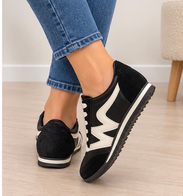 Sneakers μαυρο με μπεζ λεπτομέρειες 