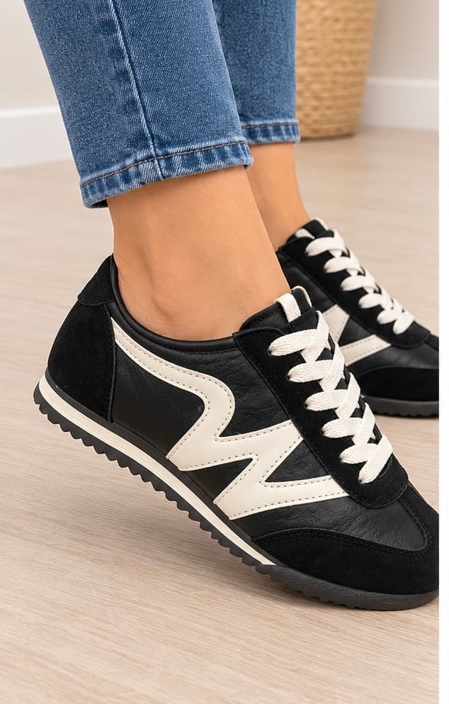 Sneakers μαυρο με μπεζ λεπτομέρειες 