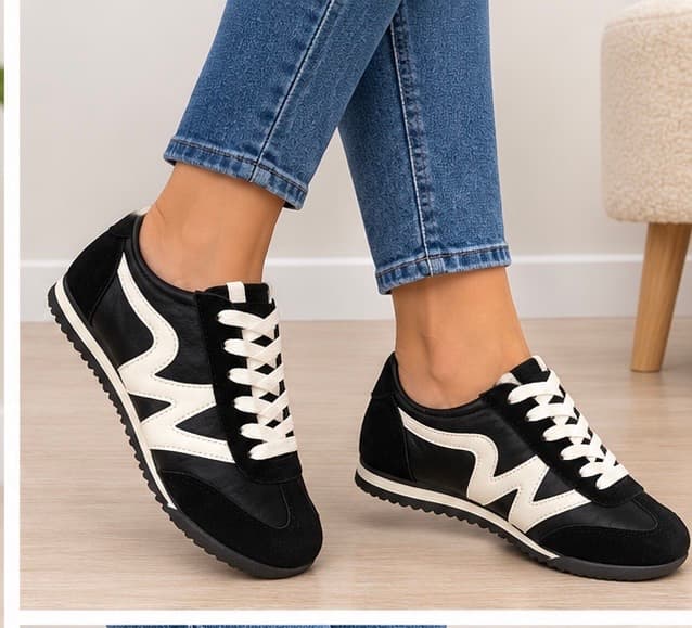 Sneakers μαυρο με μπεζ λεπτομέρειες 