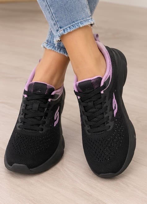 Ανατομικά Sneakers  μαύρα με λυλα λεπτομέρεια 