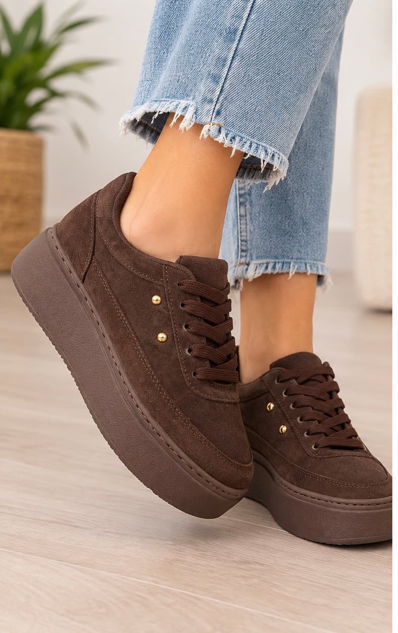 Καφέ δυπατο suede sneakers 