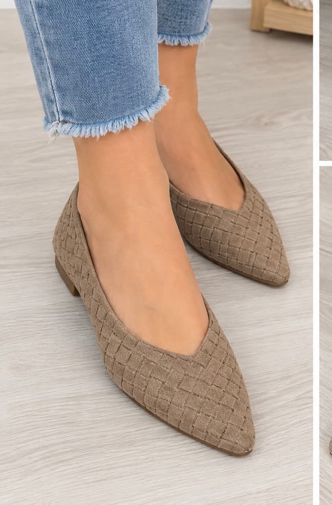 Loafers khaki suede σε πλεκτή υφή 