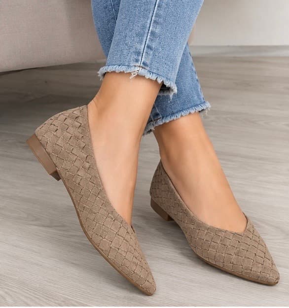 Loafers khaki suede σε πλεκτή υφή 
