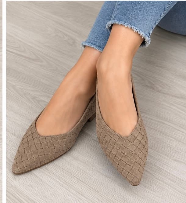 Loafers khaki suede σε πλεκτή υφή 