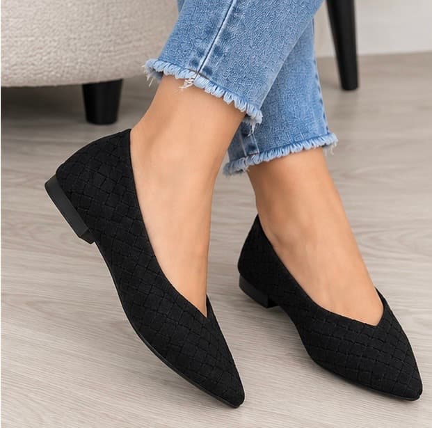 Loafers μαύρα suede σε πλεκτή υφή 
