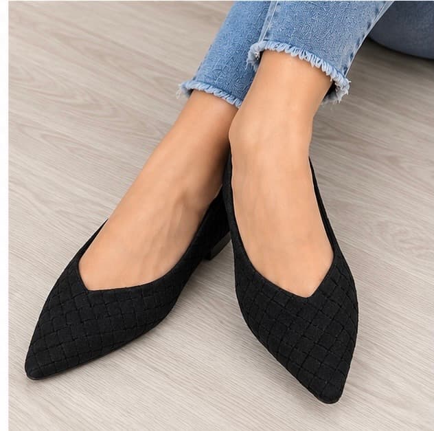 Loafers μαύρα suede σε πλεκτή υφή 