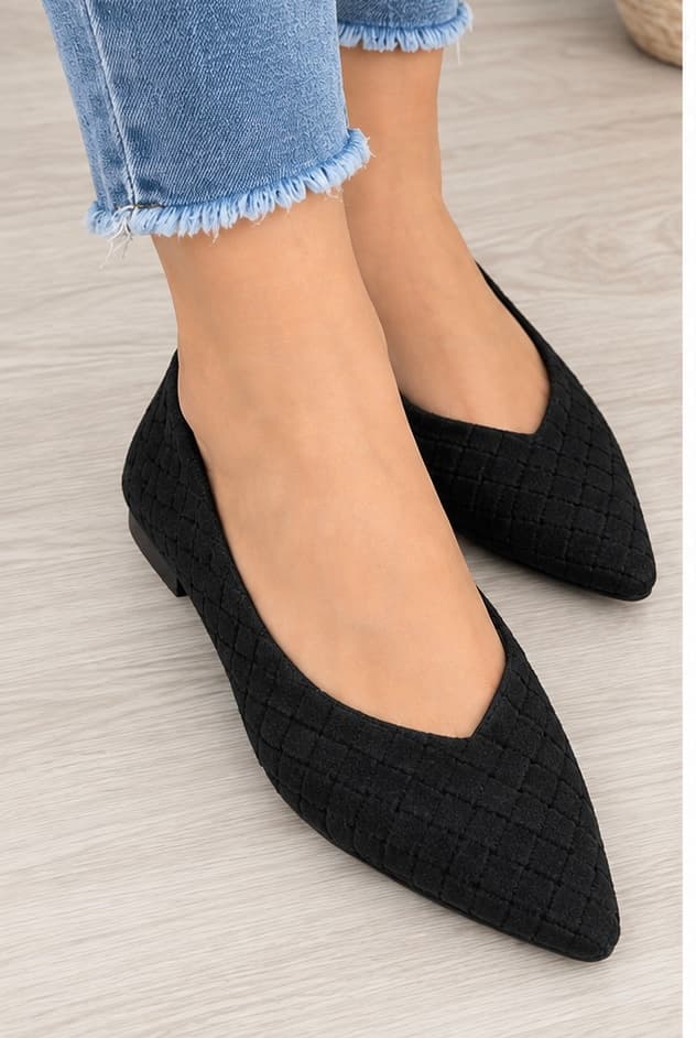 Loafers μαύρα suede σε πλεκτή υφή 