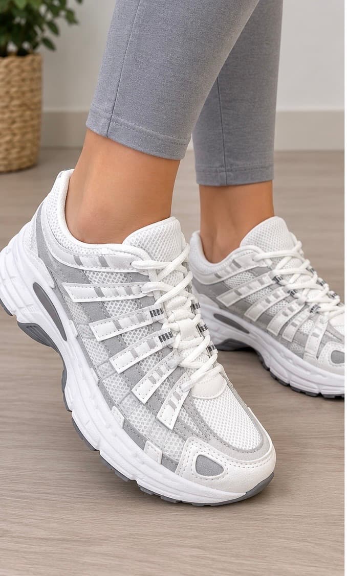 Sneakers λευκο γκρι