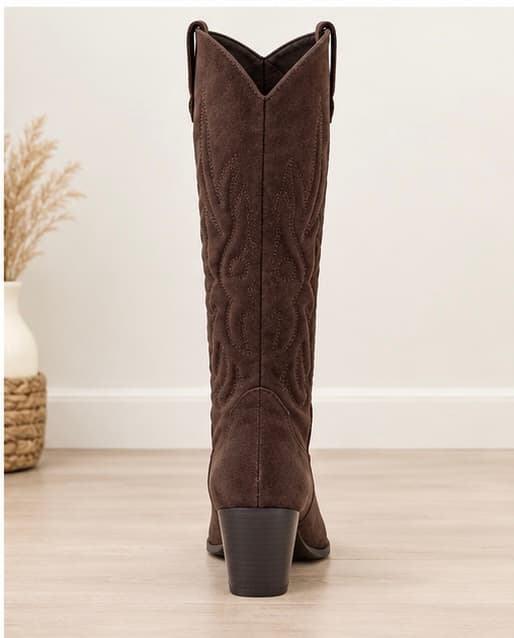Καφε suede cowboy μποτα