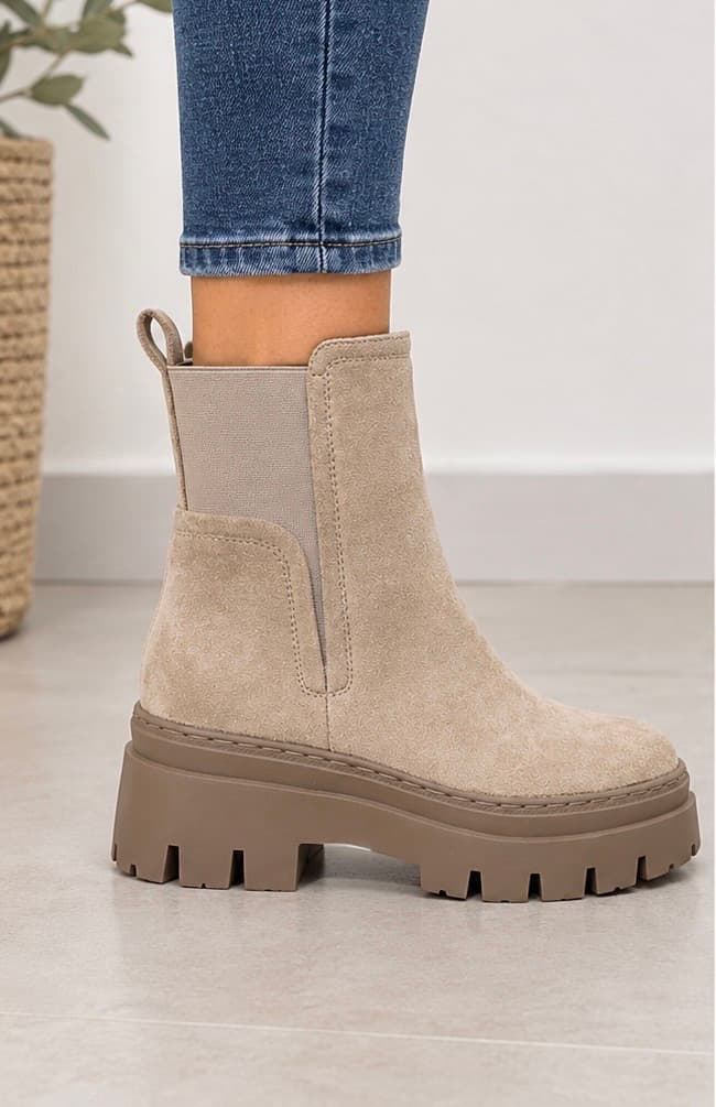 Μποτάκια suede khaki χρώμα 